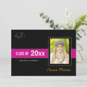 GraduPartij Fotoroze uitnodiging (Staand voorkant)