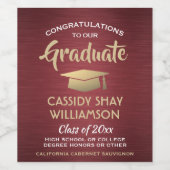 GraduPartij geborsteld Burgundy Red Gold White Wijn Etiket (Enkel label)