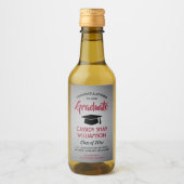 GraduPartij geborsteld grijs rood en zwart mini Wijn Etiket (Voorkant)