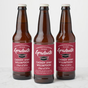 GraduPartij Gefeliciteerd Elegant Red White Black Bier Etiket