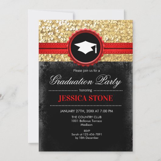 GraduPartij - Gold Black Red Kaart (Voorkant)