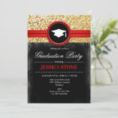 GraduPartij - Gold Black Red Kaart (Staand voorkant)