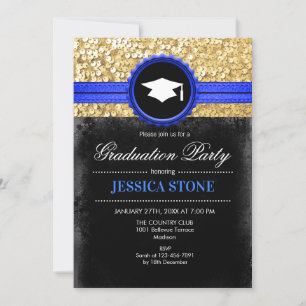 GraduPartij - Gold Black Royal Blue Kaart