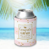 GraduPartij Gold Glitter Pink Stripes Aangepast Blikjeskoeler