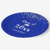 GraduPartij Klasse Royal Blue Silver Confetti Papieren Bordje (Gekanteld)