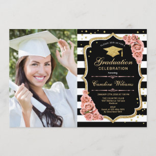 GraduPartij met foto - Blush Pink Gold Kaart