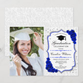 GraduPartij met Foto - Royal Blue Kaart (Voorkant / Achterkant)