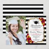 GraduPartij met foto - Zonnebloemen - Rozen Kaart (Voorkant / Achterkant)