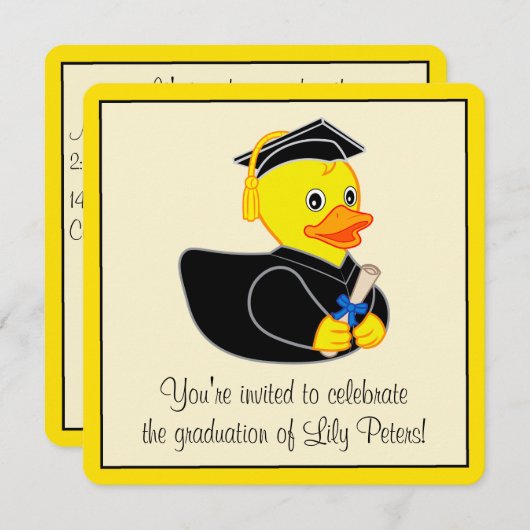 GraduPartij met Rubber Duck Afstuderen Kaart (Voorkant / Achterkant)
