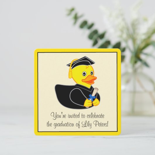 GraduPartij met Rubber Duck Afstuderen Kaart (Staand voorkant)