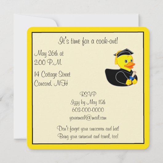 GraduPartij met Rubber Duck Afstuderen Kaart (Achterkant)