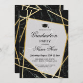 GraduPartij nodigt Elegant Black Marble Gold uit Kaart (Voorkant / Achterkant)