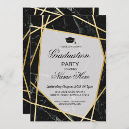 GraduPartij nodigt Elegant Black Marble Gold uit Kaart