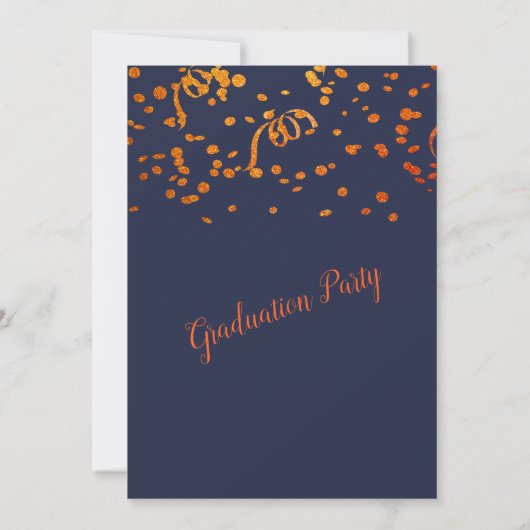 GraduPartij Oranje-goudConfetti op zwart Kaart (Achterkant)