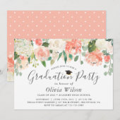 GraduPartij Oranje koraalperbloemen Kaart (Voorkant / Achterkant)