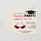 GraduPartij Retro Kat Oogroze zonnebril Kaart (Voorkant / Achterkant)