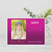 GraduPartij Roze Fotouitnodiging Kaart (Staand voorkant)