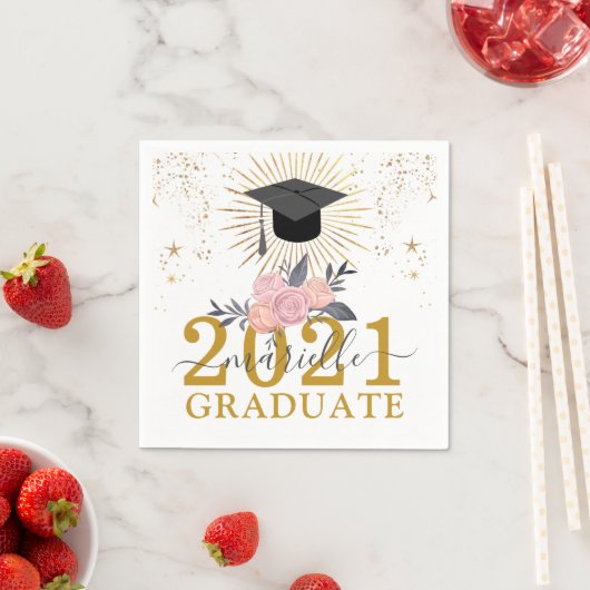 GraduPartij roze Gold Script Handtekening Servet (Insitu)