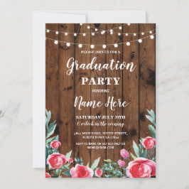 GraduPartij Rozen Rode Floral hout Nodig Afstudeer Kaart