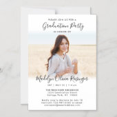 GraduPartij Simple Photo & Black White Script Magnetische Uitnodiging (Voorkant)