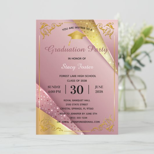 GraduPartij Sparkle roze Satin Vlaams Lijst Kaart (Staand voorkant)