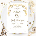 GraduPartij voor Chic White en Gold Sterrennacht Kaart<br><div class="desc">Viel je afstuderen met deze elegante starry night afstuderen-uitnodiging die prachtige gouden folie laat zien die botanische tuinen en dainty sterren die je details verzinnen. Tekst in gouden tinten. Mogelijkheid om alle tekstsecties aan te passen en aan te passen aan uw behoeften. Gemakkelijk om sjabloon in te vullen. Magisch ontwerp...</div>