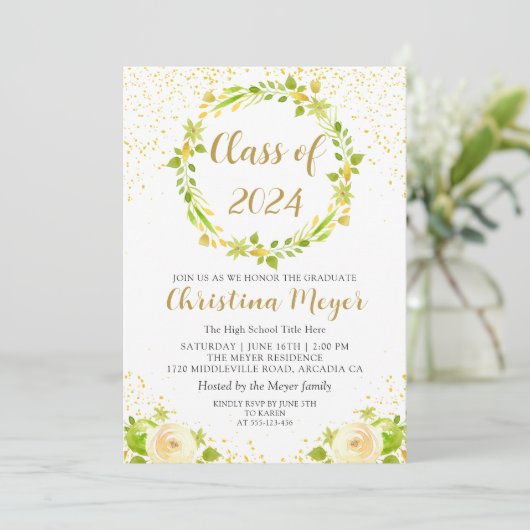 GraduPartij voor de Bright Gele Floral Tuin Kaart (Staand voorkant)