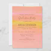 GraduPartij voor de waterverf Roze Gele Stripes Kaart (Voorkant)