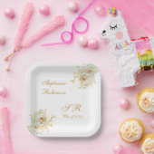 GraduPartij voor Goud-bloem Papieren Bordje (Feest)