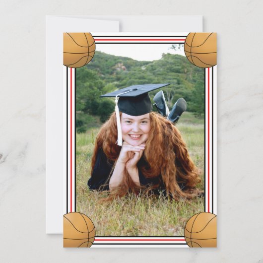 GraduPartij voor Rood- en Zwarte Basketball Kaart (Achterkant)