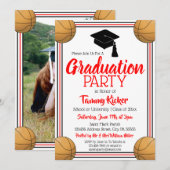 GraduPartij voor Rood- en Zwarte Basketball Kaart (Voorkant / Achterkant)