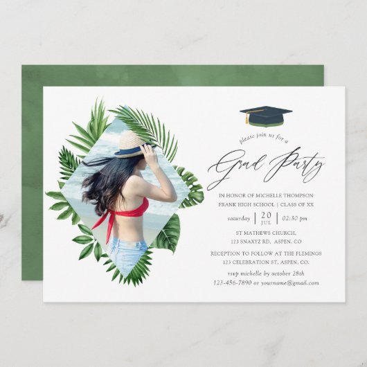 GraduPartij waterverf Tropische zomervakantie Kaart (Voorkant / Achterkant)