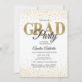 GraduPartij White Black Gold Glitter Foto Kaart (Voorkant)