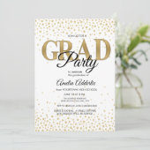 GraduPartij White Black Gold Glitter Foto Kaart (Staand voorkant)