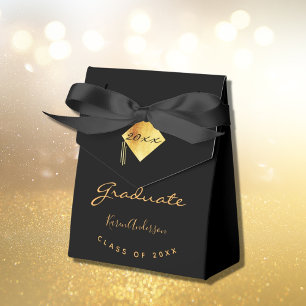 Graduparty afstuderen zwart goud bedankdoosjes
