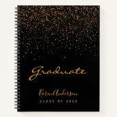 Graduparty afstuderen zwart goud notitieboek (Voorkant)