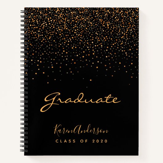 Graduparty afstuderen zwart goud notitieboek (Voorkant)