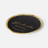 Graduparty afstuderen zwart goud paars papieren bordje (Gekanteld)
