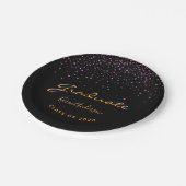 Graduparty afstuderen zwart goud paars papieren bordje (Gekanteld)