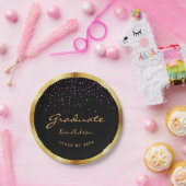 Graduparty afstuderen zwart goud paars papieren bordje (Feest)