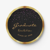 Graduparty afstuderen zwart goud paars papieren bordje (Voorkant)