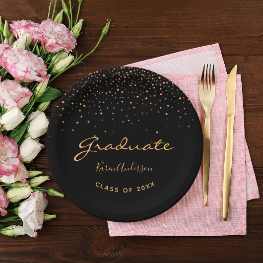 Graduparty afstuderen zwart goud papieren bordje
