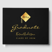 Graduparty afstuderen zwart goud pet gastenboek (Voorkant)