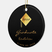 Graduparty afstuderen zwart goud pet keramisch ornament (Links)
