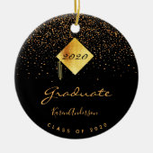 Graduparty afstuderen zwart goud pet keramisch ornament (Voorkant)