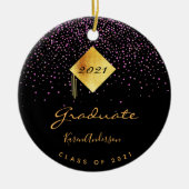 Graduparty afstuderen zwart paars goud keramisch ornament (Voorkant)