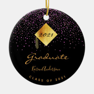 Graduparty afstuderen zwart paars goud keramisch ornament
