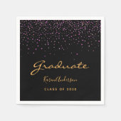 Graduparty afstuderen zwart paars goud servet (Voorkant)