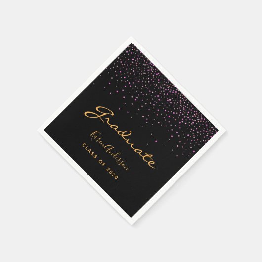 Graduparty afstuderen zwart paars goud servet (Hoek)