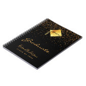 Graduparty afstuderen zwarte gouden confetti notitieboek (Linkerzijde)